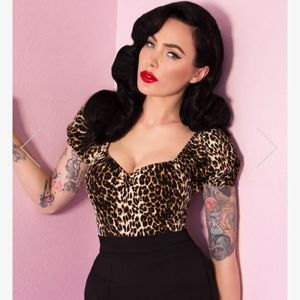 Vixen Wild Leopard Powder Puff Top! NWT XL